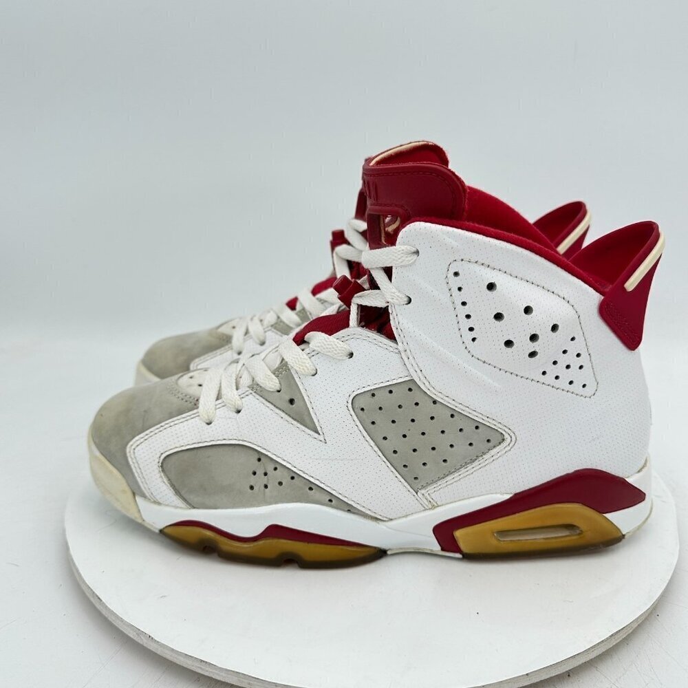 Nike Air Jordan 6 Retro Men Size 8.5 384664-113 White Gym Red Grey Shoes